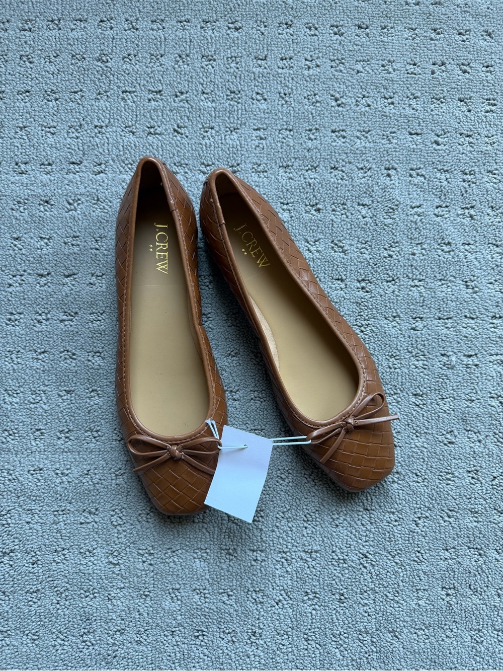 J. Crew Tan Brown Woven Ballet Flats with Bow Size 8